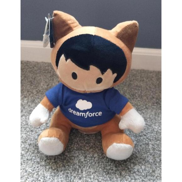 Salesforce Astro the Raccoon 9" Plush Blue Dreamforce Shirt Trailhead 2014 Stuff - Picture 1 of 6